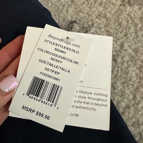 NWT Spaced Dye Beyond Yoga Navy Leggings XS - Picture 3 of 3